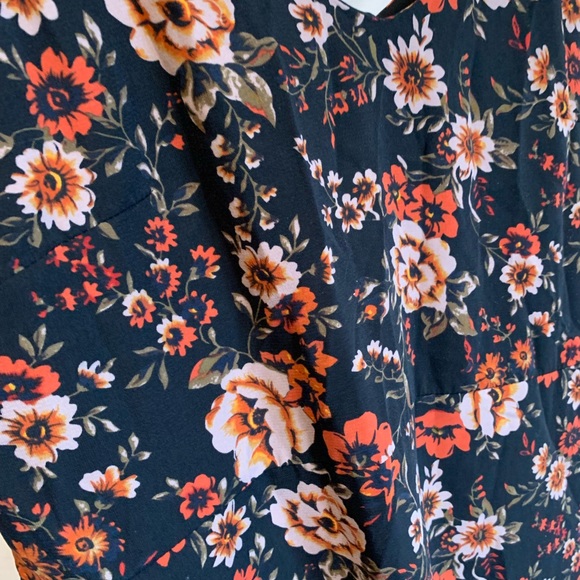 Dex | Black Dress w Rusty Orange Floral Print - Picture 2 of 7